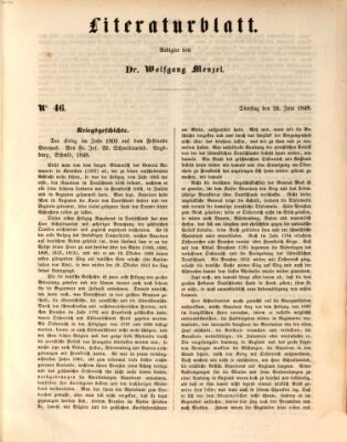 Morgenblatt für gebildete Leser (Morgenblatt für gebildete Stände) Dienstag 26. Juni 1849