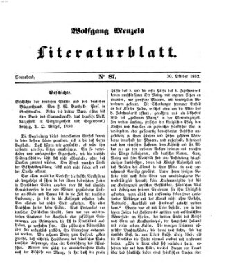 Literaturblatt (Morgenblatt für gebildete Stände) Samstag 30. Oktober 1852