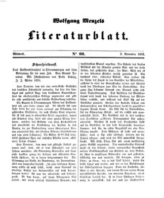 Literaturblatt (Morgenblatt für gebildete Stände) Mittwoch 3. November 1852