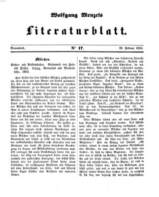 Literaturblatt (Morgenblatt für gebildete Stände) Samstag 26. Februar 1853