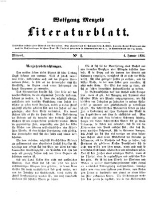 Literaturblatt (Morgenblatt für gebildete Stände) Mittwoch 4. Januar 1854