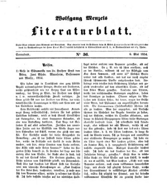 Literaturblatt (Morgenblatt für gebildete Stände) Samstag 6. Mai 1854