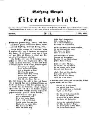 Literaturblatt (Morgenblatt für gebildete Stände) Mittwoch 7. März 1855