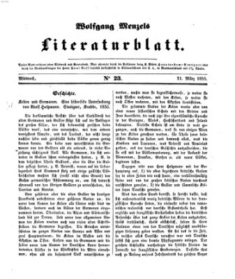 Literaturblatt (Morgenblatt für gebildete Stände) Mittwoch 21. März 1855