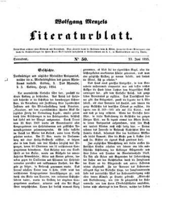 Literaturblatt (Morgenblatt für gebildete Stände) Samstag 23. Juni 1855