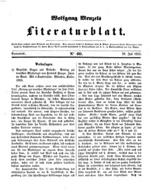 Literaturblatt (Morgenblatt für gebildete Stände) Samstag 28. Juli 1855