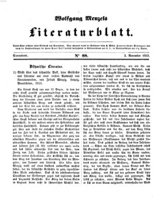 Literaturblatt (Morgenblatt für gebildete Stände) Samstag 3. November 1855