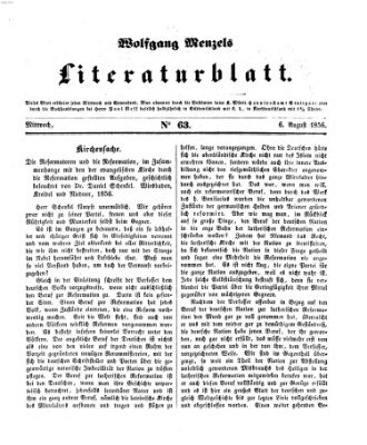Literaturblatt (Morgenblatt für gebildete Stände) Montag 6. August 1855
