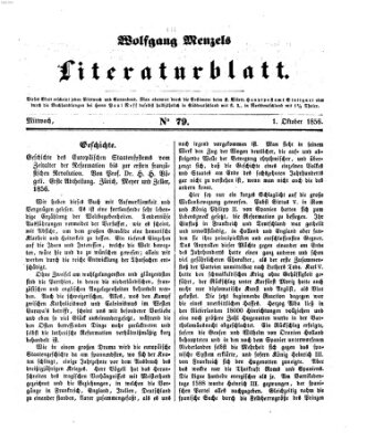 Literaturblatt (Morgenblatt für gebildete Stände) Montag 1. Oktober 1855