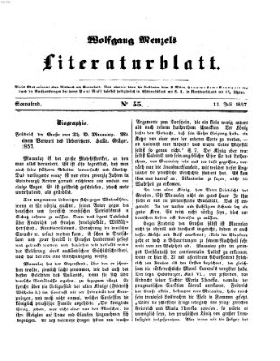 Literaturblatt (Morgenblatt für gebildete Stände) Samstag 11. Juli 1857