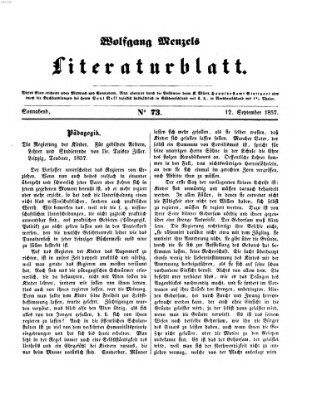 Literaturblatt (Morgenblatt für gebildete Stände) Samstag 12. September 1857