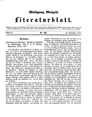Literaturblatt (Morgenblatt für gebildete Stände) Mittwoch 23. September 1857