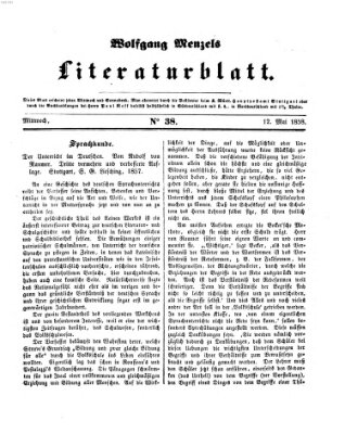 Literaturblatt (Morgenblatt für gebildete Stände) Mittwoch 12. Mai 1858