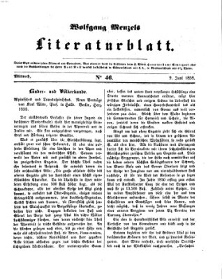 Literaturblatt (Morgenblatt für gebildete Stände) Mittwoch 9. Juni 1858