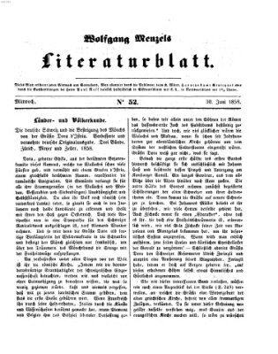 Literaturblatt (Morgenblatt für gebildete Stände) Mittwoch 30. Juni 1858