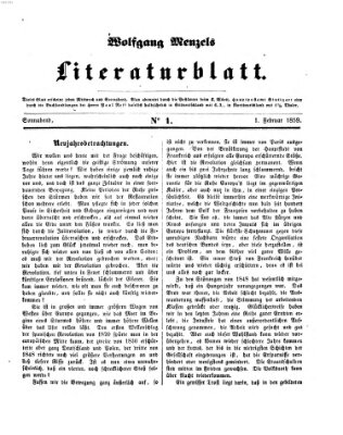 Literaturblatt (Morgenblatt für gebildete Stände) Samstag 1. Januar 1859
