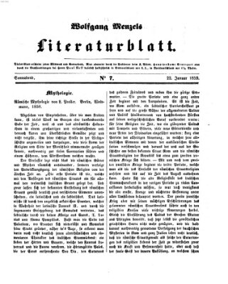 Literaturblatt (Morgenblatt für gebildete Stände) Samstag 22. Januar 1859