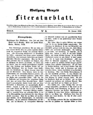Literaturblatt (Morgenblatt für gebildete Stände) Mittwoch 26. Januar 1859