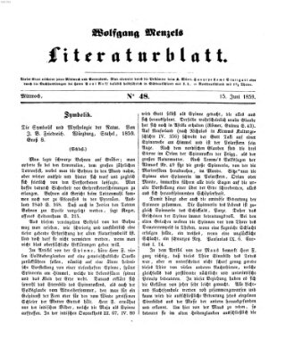 Literaturblatt (Morgenblatt für gebildete Stände) Mittwoch 15. Juni 1859