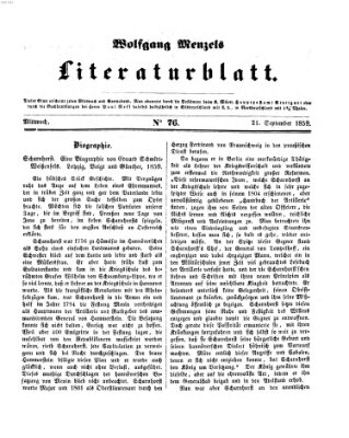 Literaturblatt (Morgenblatt für gebildete Stände) Mittwoch 21. September 1859