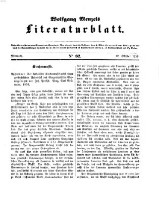 Literaturblatt (Morgenblatt für gebildete Stände) Mittwoch 12. Oktober 1859