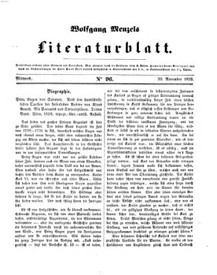 Literaturblatt (Morgenblatt für gebildete Stände) Mittwoch 30. November 1859