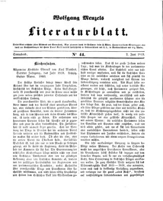 Literaturblatt (Morgenblatt für gebildete Stände) Samstag 2. Juni 1860