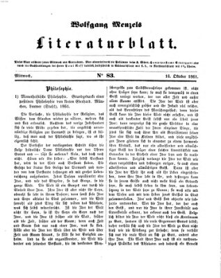 Literaturblatt (Morgenblatt für gebildete Stände) Mittwoch 16. Oktober 1861