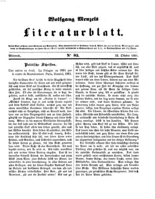 Literaturblatt (Morgenblatt für gebildete Stände) Mittwoch 23. Oktober 1861