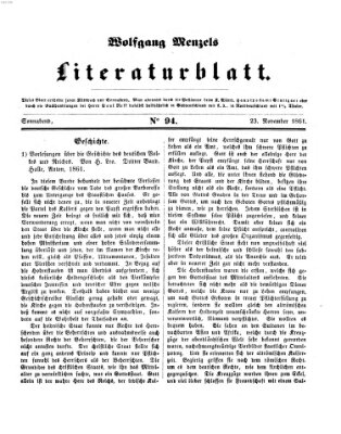 Literaturblatt (Morgenblatt für gebildete Stände) Samstag 23. November 1861