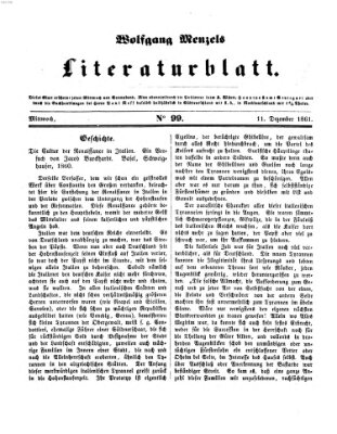 Literaturblatt (Morgenblatt für gebildete Stände) Mittwoch 11. Dezember 1861