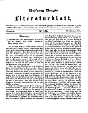 Literaturblatt (Morgenblatt für gebildete Stände) Samstag 21. Dezember 1861