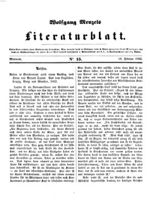 Literaturblatt (Morgenblatt für gebildete Stände) Mittwoch 19. Februar 1862