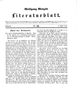 Literaturblatt (Morgenblatt für gebildete Stände) Mittwoch 9. April 1862