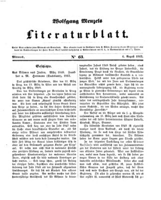 Literaturblatt (Morgenblatt für gebildete Stände) Mittwoch 6. August 1862