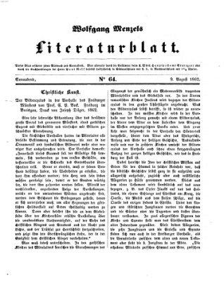 Literaturblatt (Morgenblatt für gebildete Stände) Samstag 9. August 1862