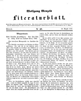 Literaturblatt (Morgenblatt für gebildete Stände) Mittwoch 20. August 1862