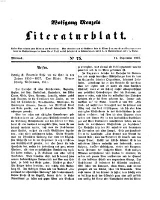 Literaturblatt (Morgenblatt für gebildete Stände) Mittwoch 17. September 1862