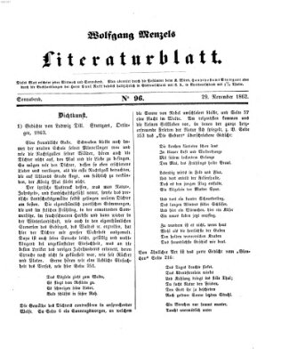 Literaturblatt (Morgenblatt für gebildete Stände) Samstag 29. November 1862