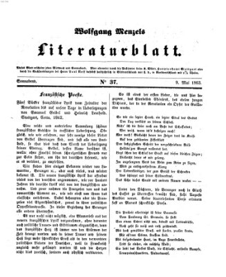 Literaturblatt (Morgenblatt für gebildete Stände) Samstag 9. Mai 1863