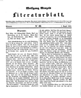 Literaturblatt (Morgenblatt für gebildete Stände) Mittwoch 5. August 1863