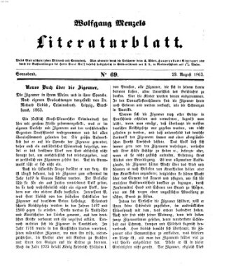 Literaturblatt (Morgenblatt für gebildete Stände) Samstag 29. August 1863