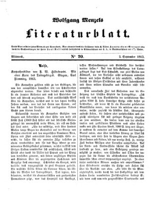 Literaturblatt (Morgenblatt für gebildete Stände) Mittwoch 2. September 1863