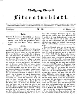 Literaturblatt (Morgenblatt für gebildete Stände) Samstag 17. Oktober 1863