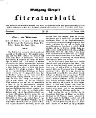Literaturblatt (Morgenblatt für gebildete Stände) Samstag 16. Januar 1864