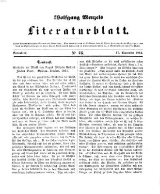 Literaturblatt (Morgenblatt für gebildete Stände) Samstag 17. September 1864