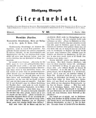 Literaturblatt (Morgenblatt für gebildete Stände) Mittwoch 5. Oktober 1864