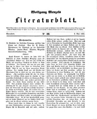 Literaturblatt (Morgenblatt für gebildete Stände) Samstag 6. Mai 1865