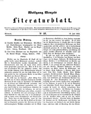 Literaturblatt (Morgenblatt für gebildete Stände) Mittwoch 19. Juli 1865