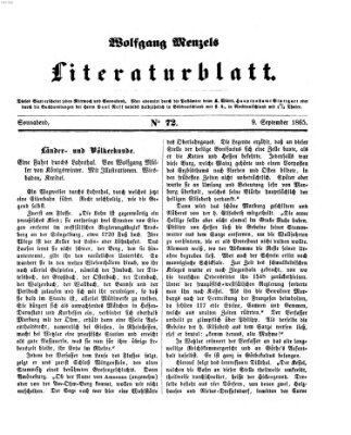 Literaturblatt (Morgenblatt für gebildete Stände) Samstag 9. September 1865